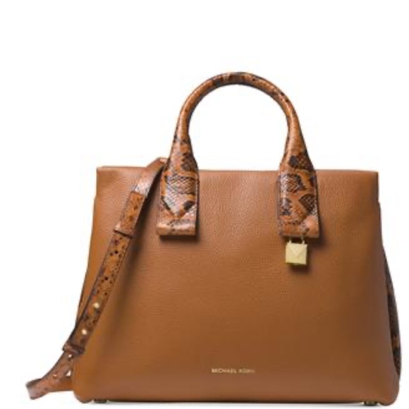 Michael Kors Handbags - Michael Kors Rollins Large Python Embossed Satchel